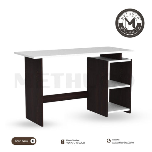 Compact Study & Office Table – 40”x20”x30” with Side Storage Shelves