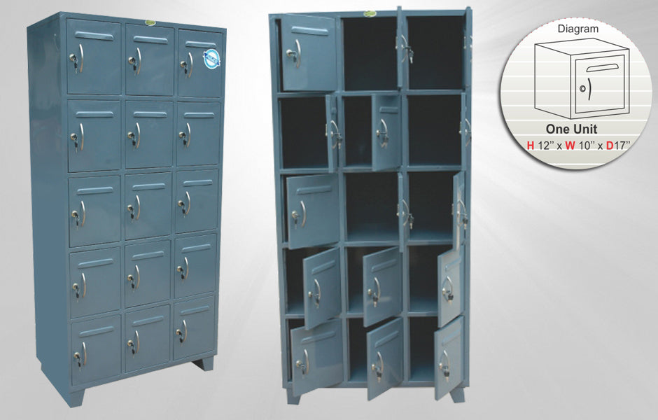 Workmen Locker – 15 Compartment Steel Storage Cabinet – Methuco
